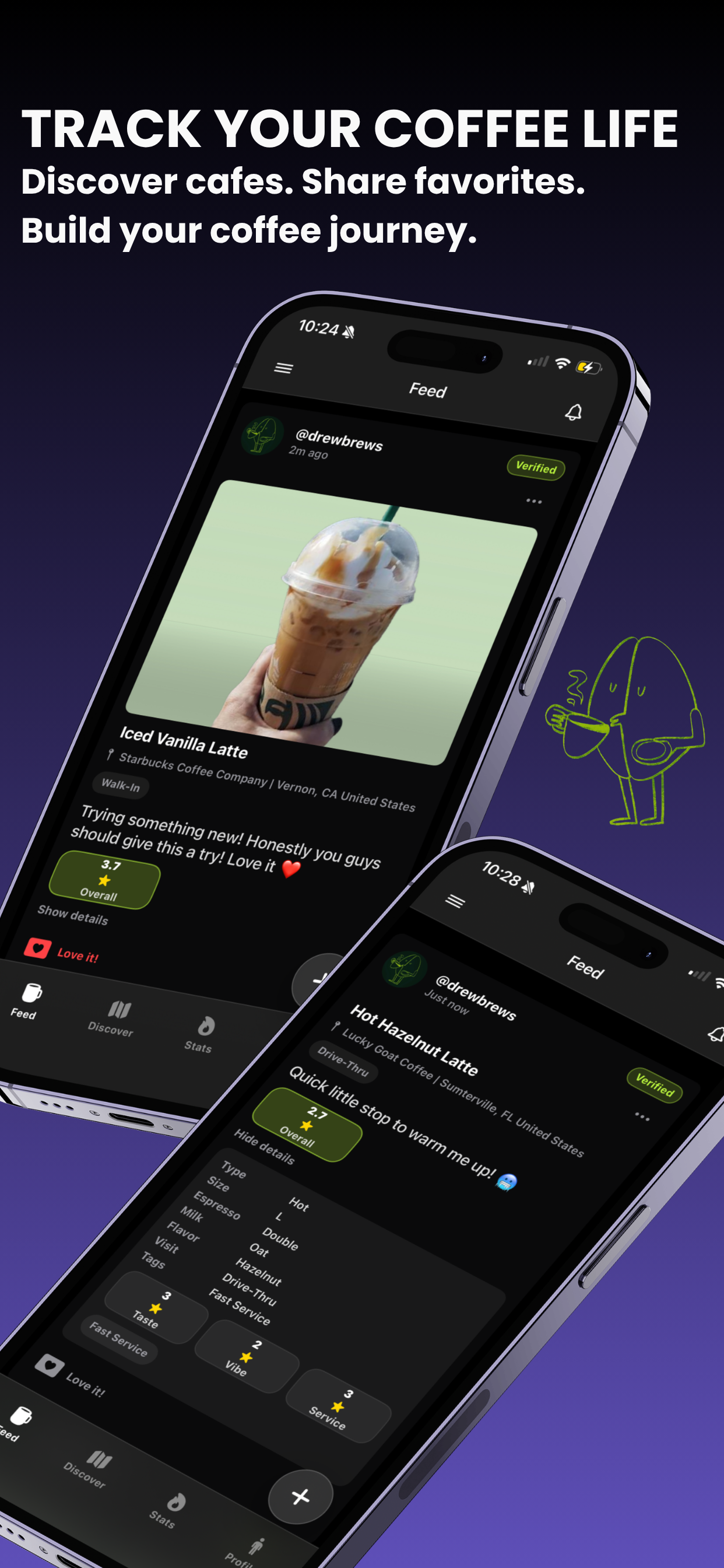 Just Bean It social coffee feed screenshot